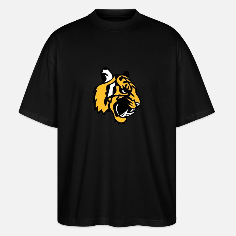 Tigergesicht Cartoon-Maskottchen 28 - Stanley/Stella Oversized Unisex Bio T-Shirt Blaster 2.0 - Schwarz