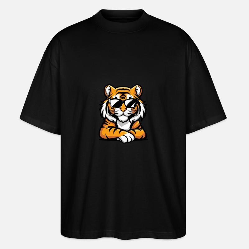 Tiger Cool Tier - Stanley/Stella Oversized Unisex Bio T-Shirt Blaster 2.0 - Schwarz