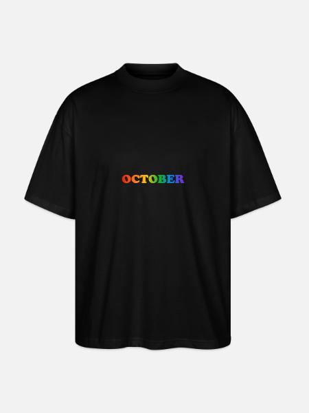 Texte arc-en-ciel d’octobre - T-shirt bio Blaster 2.0 coupe oversize Stanley/Stella Unisexe - noir