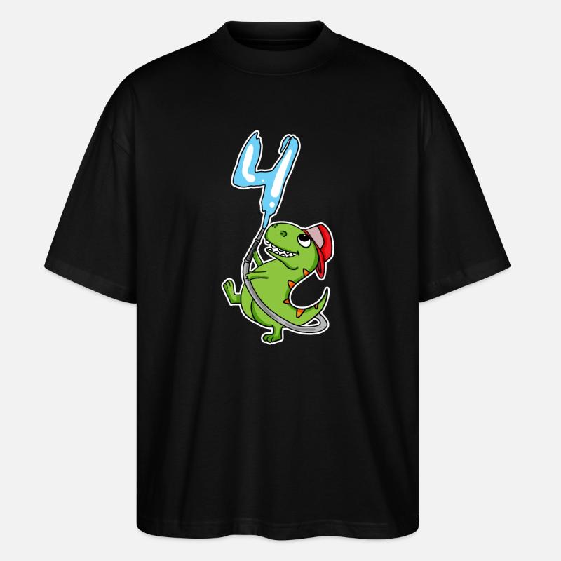 4e anniversaire dinosaure - T-shirt bio Blaster 2.0 coupe oversize Stanley/Stella Unisexe - noir
