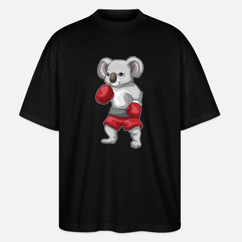 Koala Boxer Boxhandschuhe Boxen - Stanley/Stella Oversized Unisex Bio T-Shirt Blaster 2.0 - Schwarz