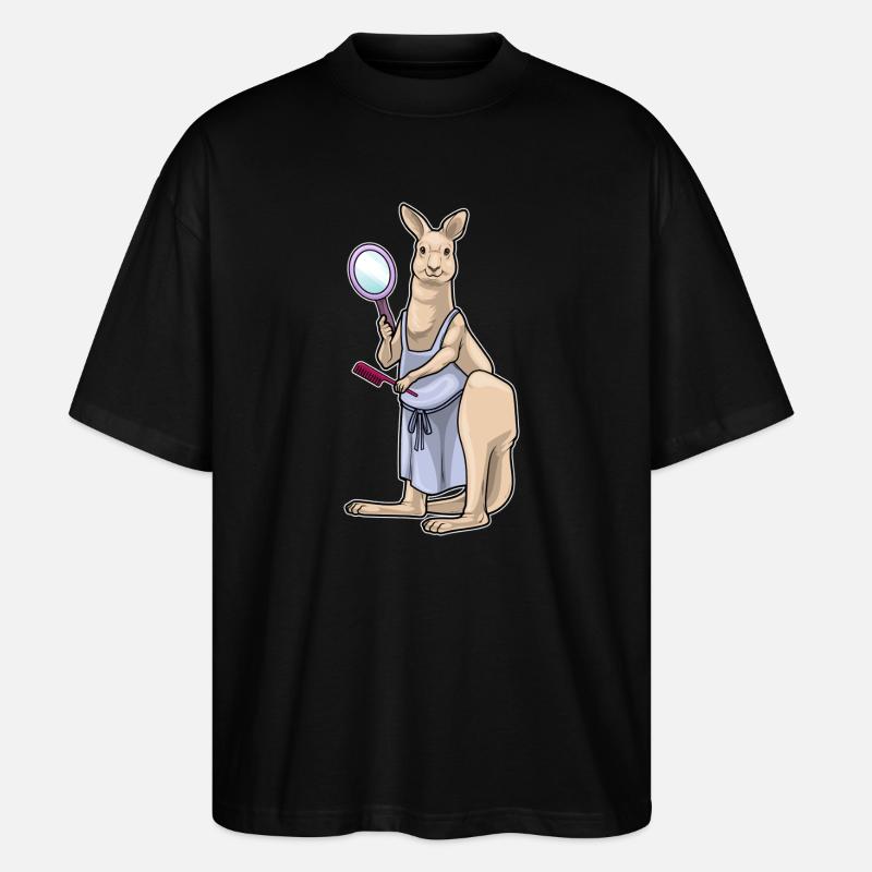 Känguru Friseur Spiegel - Stanley/Stella Oversized Unisex Bio T-Shirt Blaster 2.0 - Schwarz