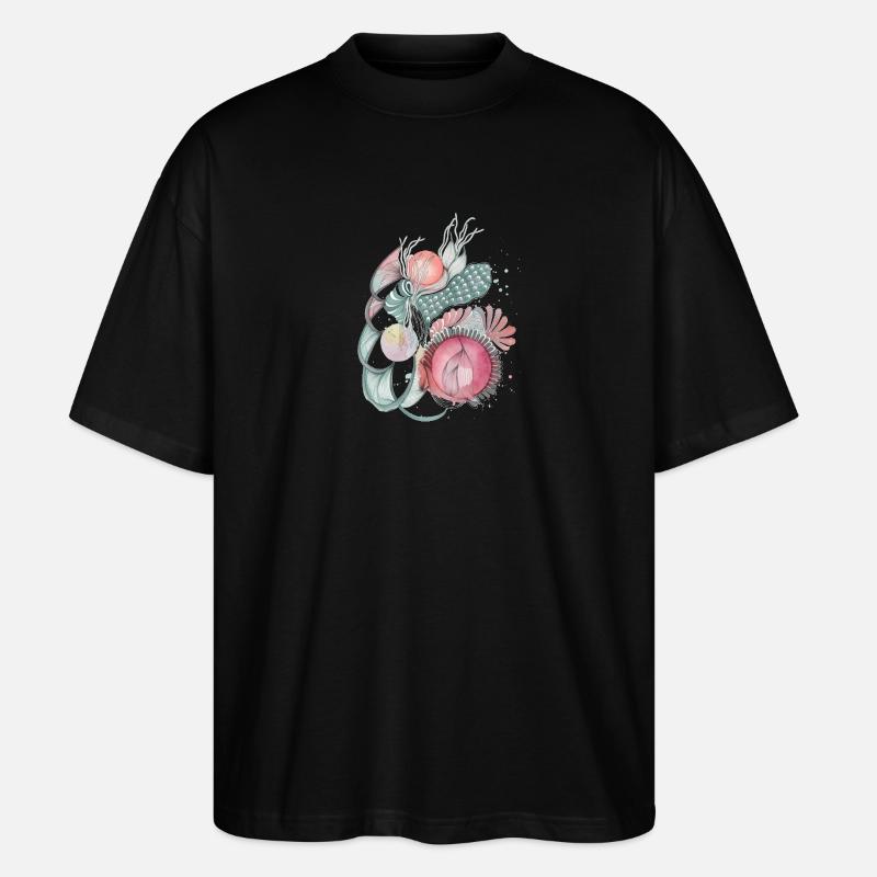 Mer de fleurs Wave Art - T-shirt bio Blaster 2.0 coupe oversize Stanley/Stella Unisexe - noir