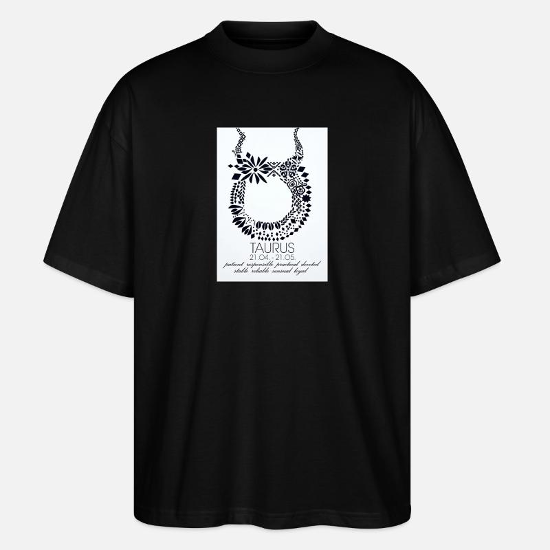 Taurus Blüten-Ornament - Stanley/Stella Oversized Unisex Bio T-Shirt Blaster 2.0 - Schwarz
