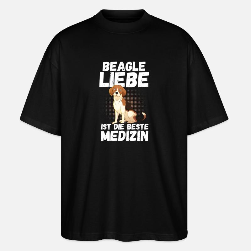 Hund Beagle - Stanley/Stella Oversized Unisex Bio T-Shirt Blaster 2.0 - Schwarz