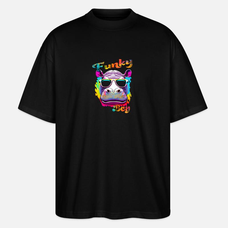 Funky Junge Nilpferd - Stanley/Stella Oversized Unisex Bio T-Shirt Blaster 2.0 - Schwarz