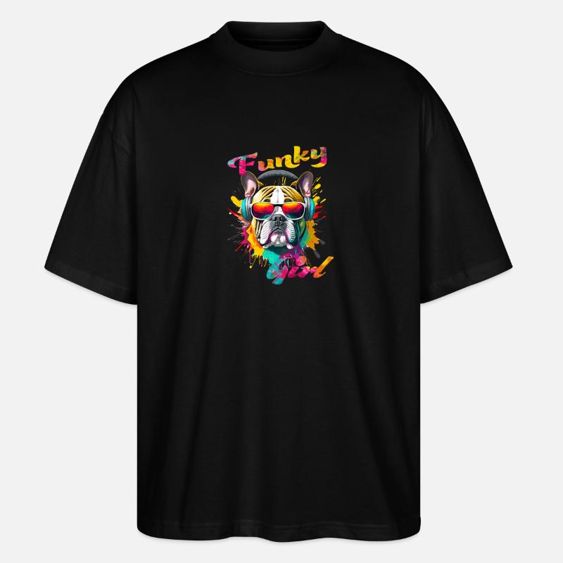 Funky Bulldogge Mädchen - Stanley/Stella Oversized Unisex Bio T-Shirt Blaster 2.0 - Schwarz