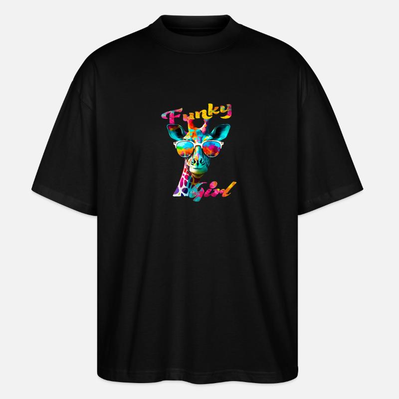 Funky Mädchen Giraffe - Stanley/Stella Oversized Unisex Bio T-Shirt Blaster 2.0 - Schwarz