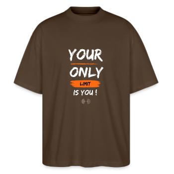 Your only limit is you, fitness motivation - Stanley/Stella Oversized Unisex Organic T-shirt Blaster 2.0 - mocha - Front - Alina (178cm) & Michal (187cm)
