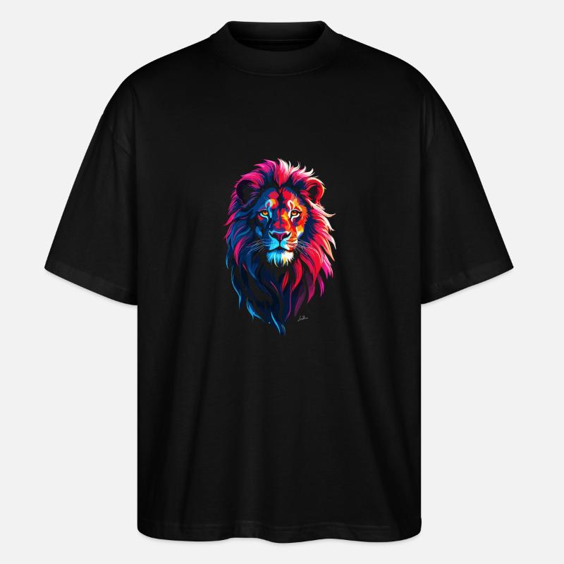 Red and blue lion - Stanley/Stella Oversized Unisex Organic T-shirt Blaster 2.0 - black