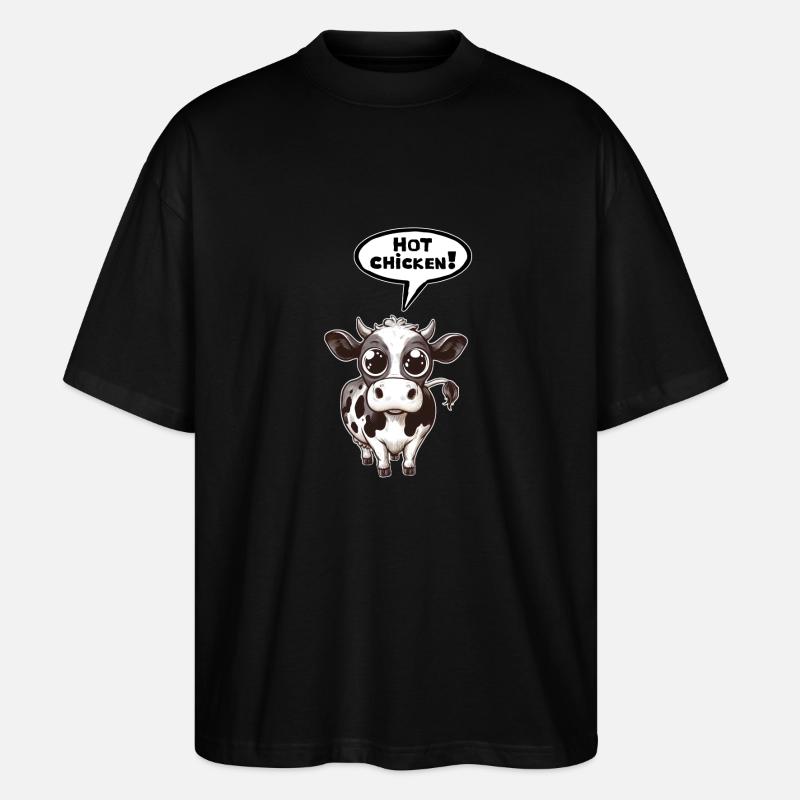 Kuh Sprechblase Hot Chicken - Stanley/Stella Oversized Unisex Bio T-Shirt Blaster 2.0 - Schwarz