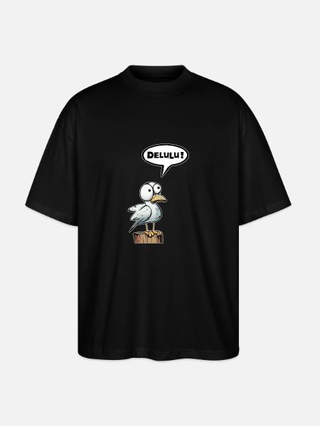 Seagull speech bubble Delulu - Stanley/Stella Oversized Unisex Organic T-shirt Blaster 2.0 - black