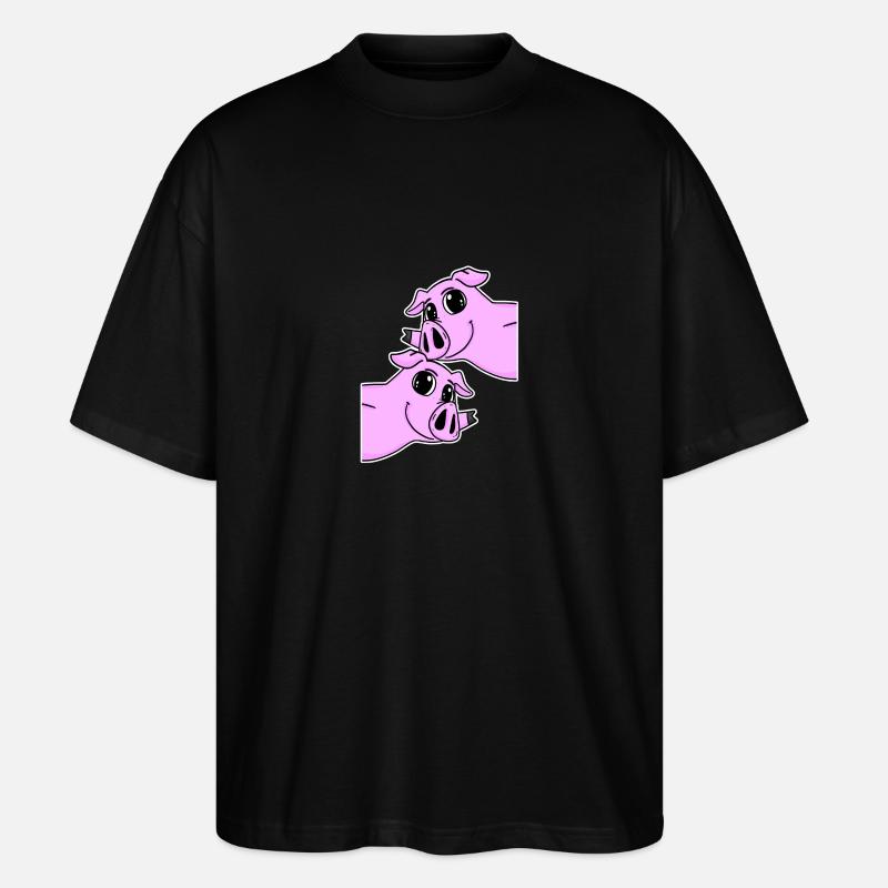 Schwein Schweine - Stanley/Stella Oversized Unisex Bio T-Shirt Blaster 2.0 - Schwarz