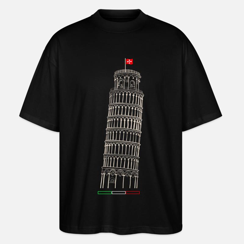 Schiefe Turm von Pisa - Stanley/Stella Oversized Unisex Bio T-Shirt Blaster 2.0 - Schwarz