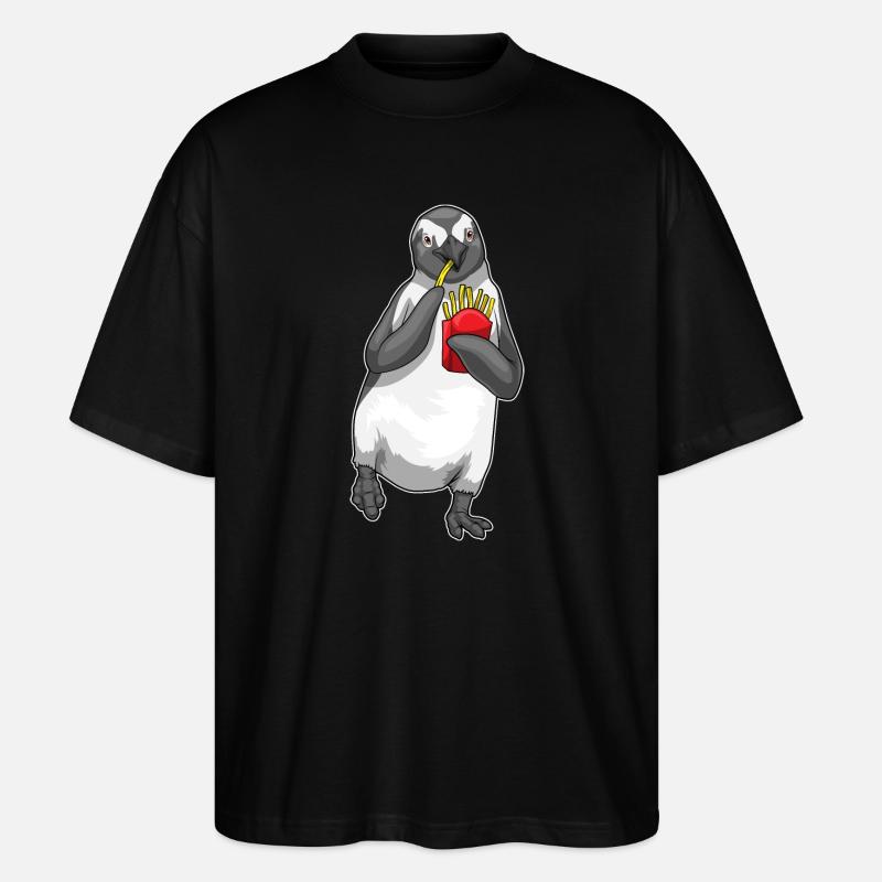 Pinguin Pommes frites - Stanley/Stella Oversized Unisex Bio T-Shirt Blaster 2.0 - Schwarz