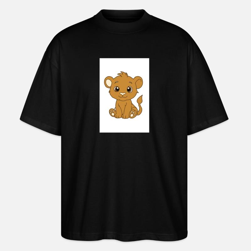 Lionceau kawaï - T-shirt bio Blaster 2.0 coupe oversize Stanley/Stella Unisexe - noir