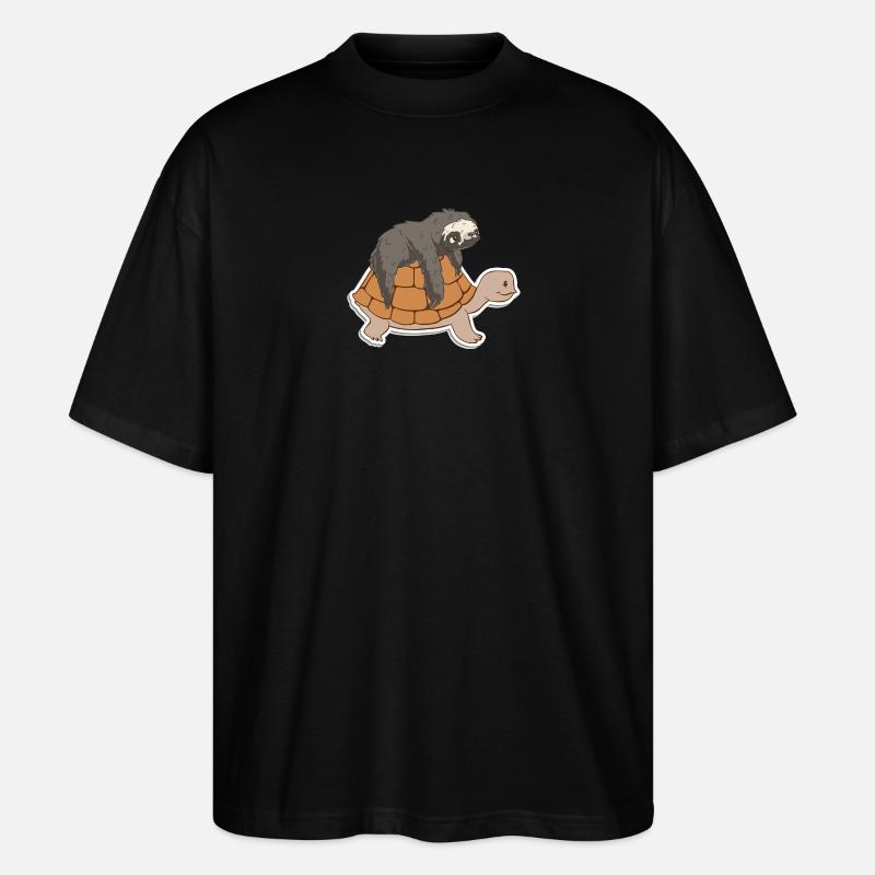 Adorable Turtle and Sloth - Stanley/Stella Oversized Unisex Organic T-shirt Blaster 2.0 - black