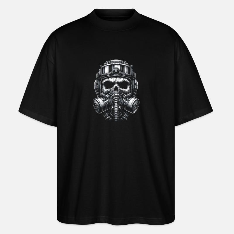 Crâne en tenue d’opérations spéciales - T-shirt bio Blaster 2.0 coupe oversize Stanley/Stella Unisexe - noir