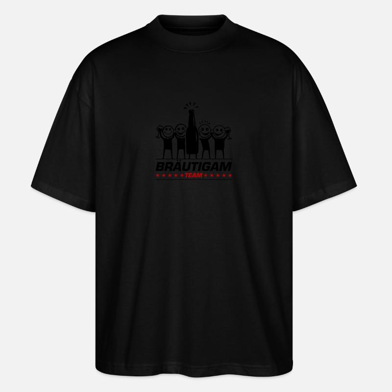 Team Bräutigam Polterhochzeit - Stanley/Stella Oversized Unisex Bio T-Shirt Blaster 2.0 - Schwarz