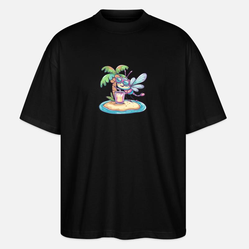 Libelle Sommer Strand Comic - Stanley/Stella Oversized Unisex Bio T-Shirt Blaster 2.0 - Schwarz
