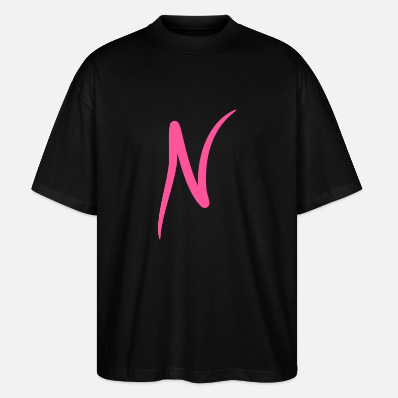 Buchstabe N Anfangsbuchstabe Modern - Stanley/Stella Oversized Unisex Bio T-Shirt Blaster 2.0 - Schwarz