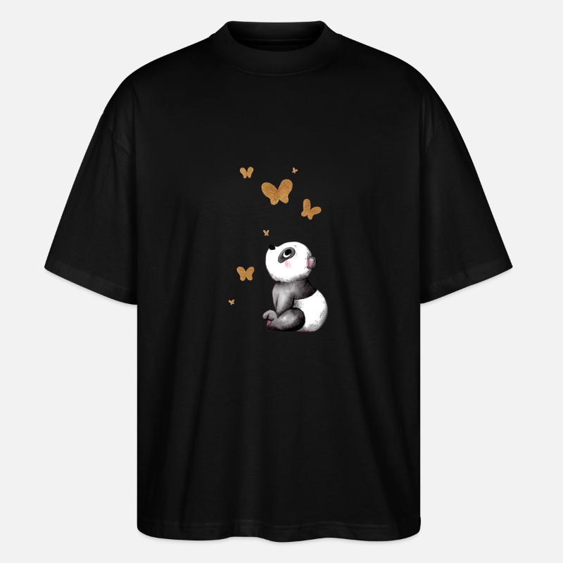 Träumender Comic Panda - Stanley/Stella Oversized Unisex Bio T-Shirt Blaster 2.0 - Schwarz