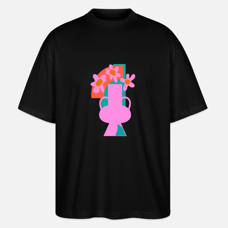 Collage aus Topfblumen - Stanley/Stella Oversized Unisex Bio T-Shirt Blaster 2.0 - Schwarz