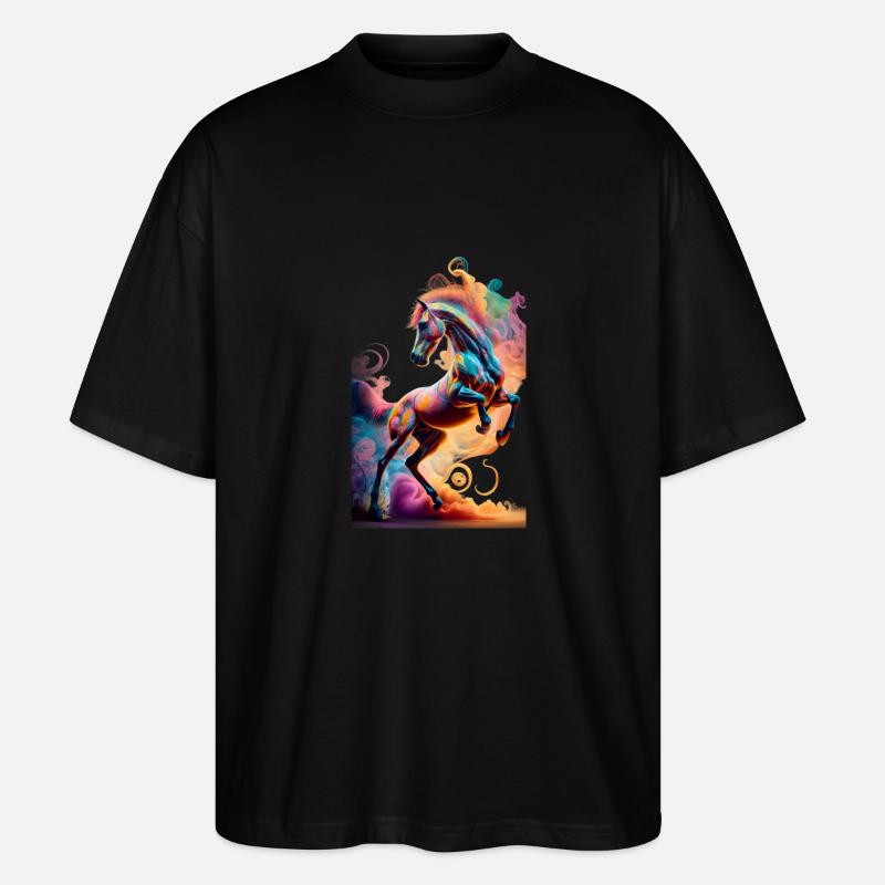 buntes Pferd - Stanley/Stella Oversized Unisex Bio T-Shirt Blaster 2.0 - Schwarz