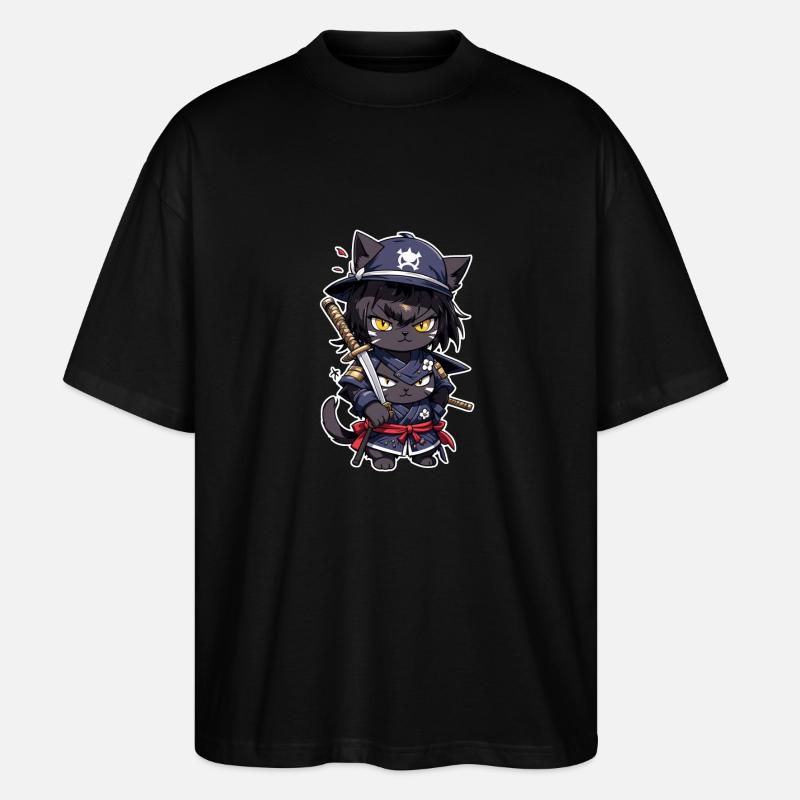 chat ninja - chaton samourai - T-shirt bio Blaster 2.0 coupe oversize Stanley/Stella Unisexe - noir