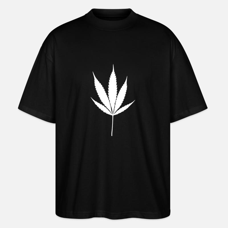 Feuille de Cannabis Blanche - T-shirt bio Blaster 2.0 coupe oversize Stanley/Stella Unisexe - noir