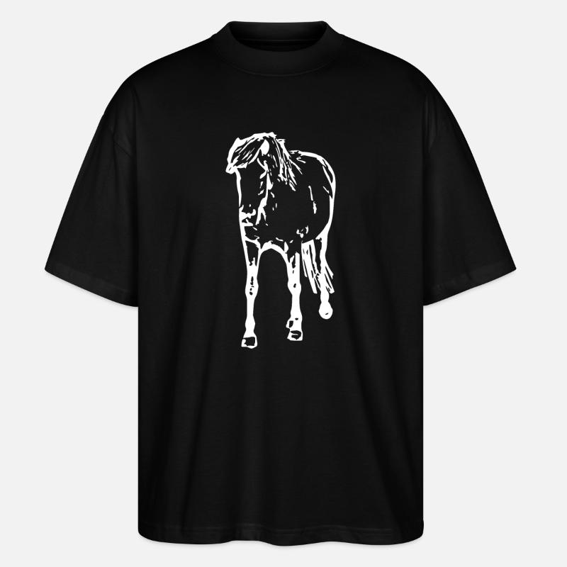 Pferde T-shirt Geschenk Reiter  - Stanley/Stella Oversized Unisex Bio T-Shirt Blaster 2.0 - Schwarz