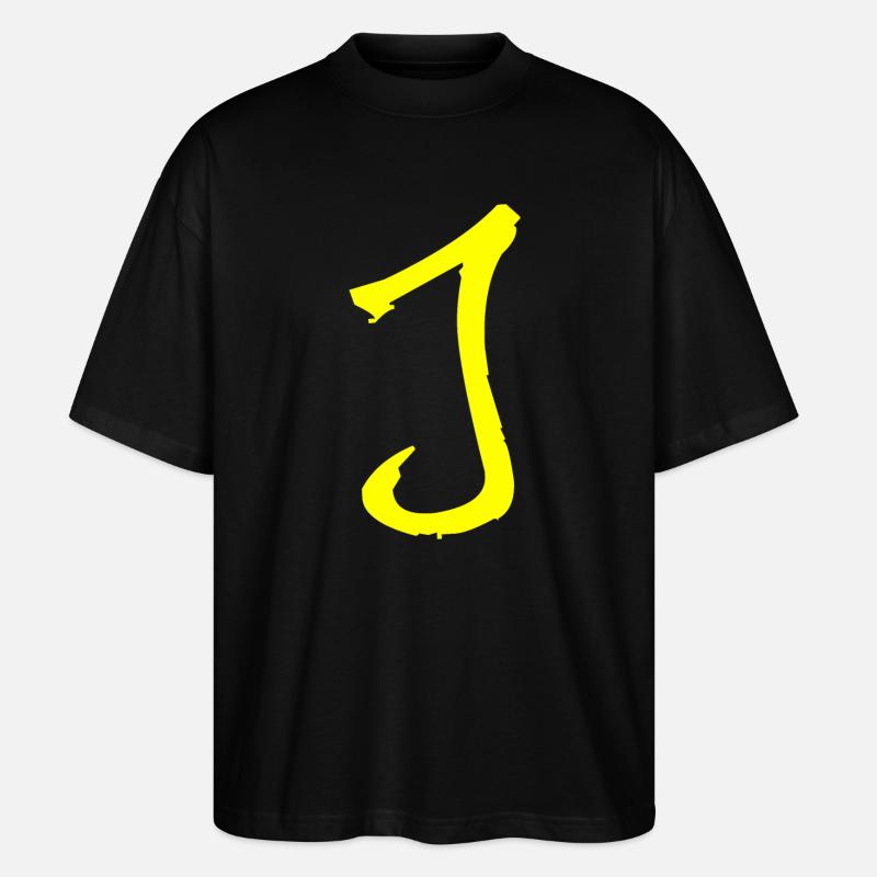 Buchstabe J - Stanley/Stella Oversized Unisex Bio T-Shirt Blaster 2.0 - Schwarz