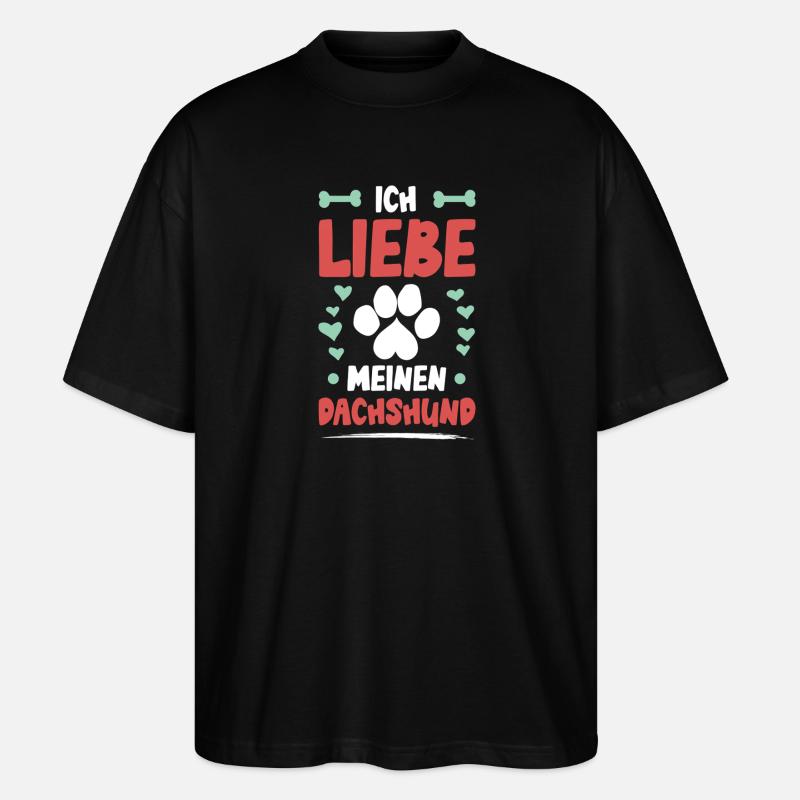 Ich liebe meinen Dachshund - Stanley/Stella Oversized Unisex Bio T-Shirt Blaster 2.0 - Schwarz