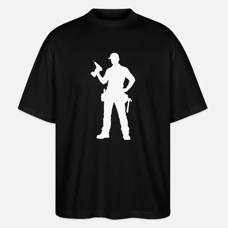 Craftsman silhouette with tools - Stanley/Stella Oversized Unisex Organic T-shirt Blaster 2.0 - black