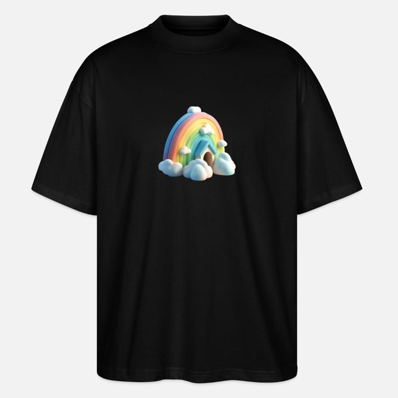 Arc-en-ciel avec maison - T-shirt bio Blaster 2.0 coupe oversize Stanley/Stella Unisexe - noir
