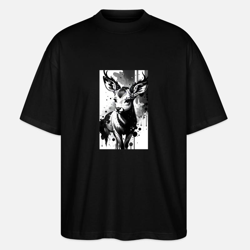 Entzückender Hirsch - Stanley/Stella Oversized Unisex Bio T-Shirt Blaster 2.0 - Schwarz