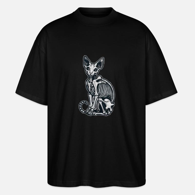 chat sphinx squelette tatouage - T-shirt bio Blaster 2.0 coupe oversize Stanley/Stella Unisexe - noir