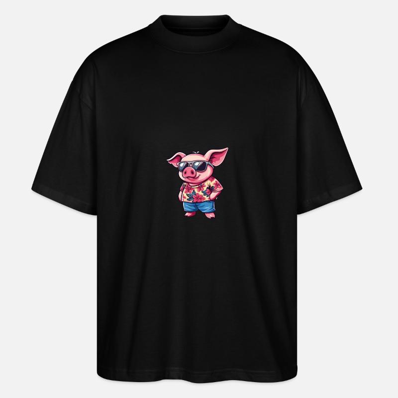 Cochon Bande Dessinée Été Cool - T-shirt bio Blaster 2.0 coupe oversize Stanley/Stella Unisexe - noir