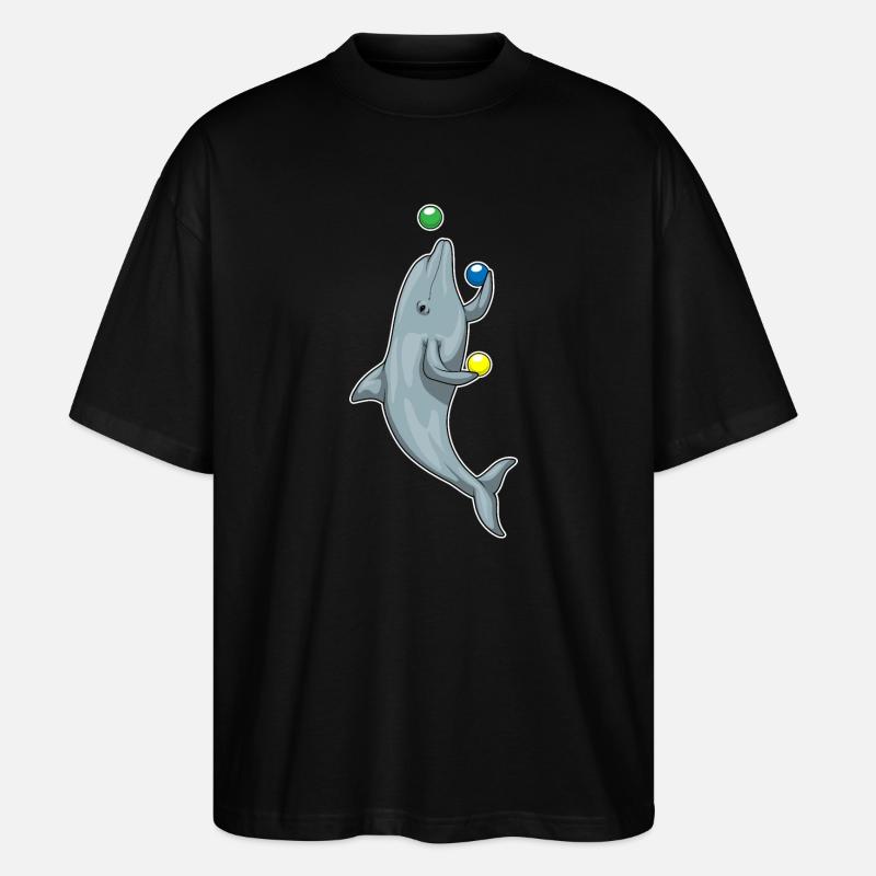 Delfin Jongleur Jonglieren - Stanley/Stella Oversized Unisex Bio T-Shirt Blaster 2.0 - Schwarz