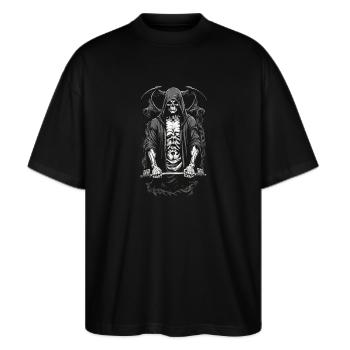 Grim Reaper bodybuilder fitness motiv - Stanley/Stella Oversize Unisex Øko T-shirt Blaster 2.0 - sort - Foran - Alina (178cm) & Michal (187cm)