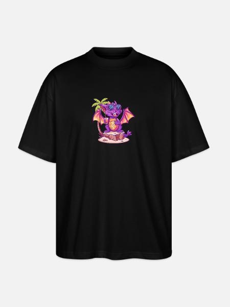 Drache Sommer Strand Comic - Stanley/Stella Oversized Unisex Bio T-Shirt Blaster 2.0 - Schwarz