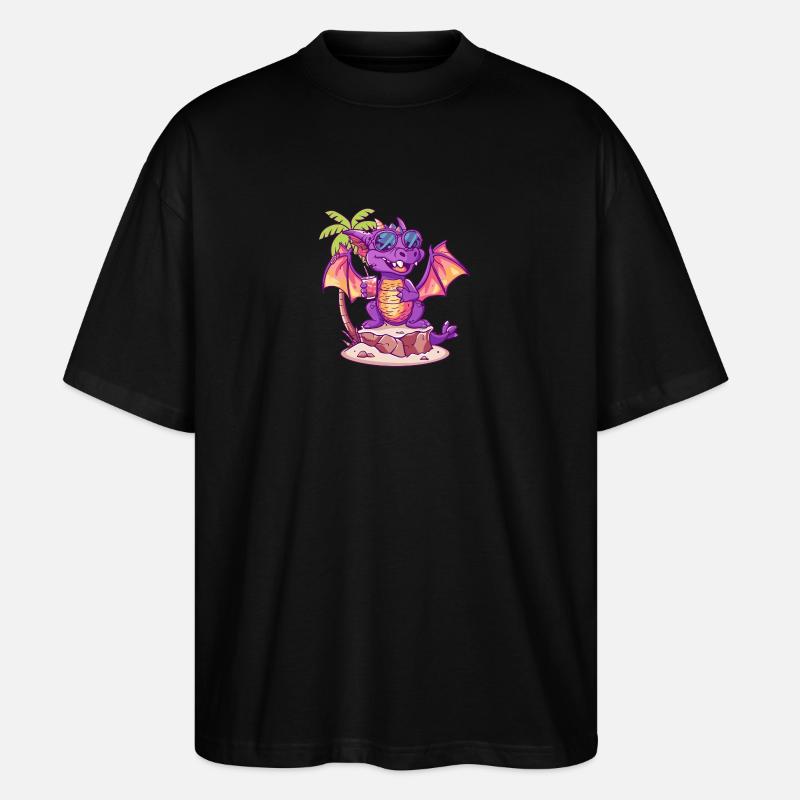 Drache Sommer Strand Comic - Stanley/Stella Oversized Unisex Bio T-Shirt Blaster 2.0 - Schwarz
