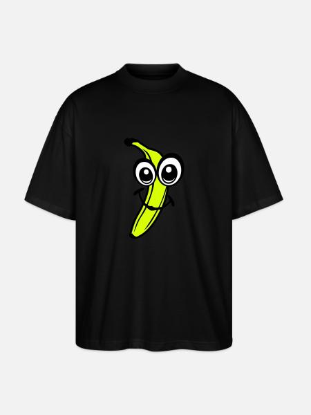 banana fruit smiley 611 - Stanley/Stella Oversized Unisex Organic T-shirt Blaster 2.0 - black