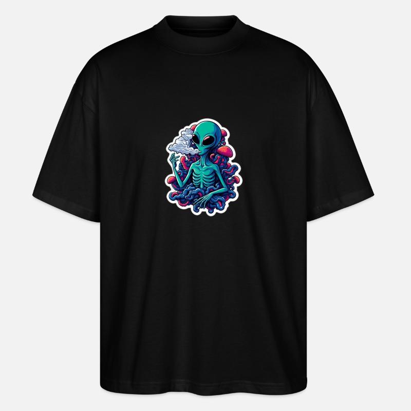 Neon Alien mit Nebelrauch - Stanley/Stella Oversized Unisex Bio T-Shirt Blaster 2.0 - Schwarz