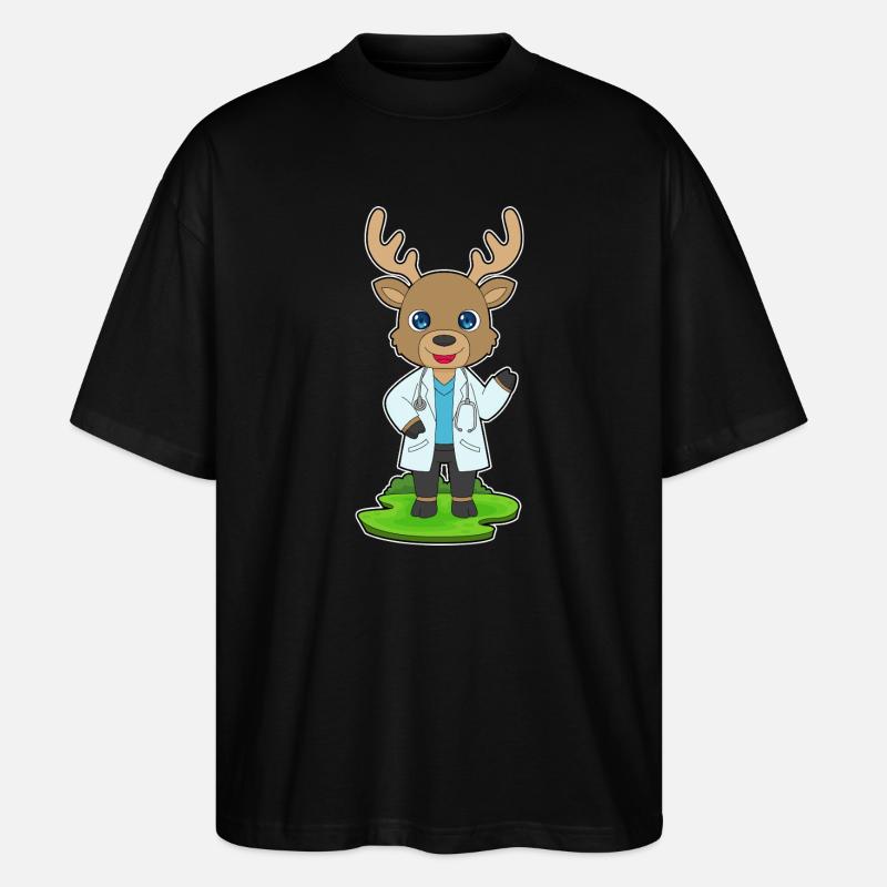 Rentier Arzt Stethoskop - Stanley/Stella Oversized Unisex Bio T-Shirt Blaster 2.0 - Schwarz