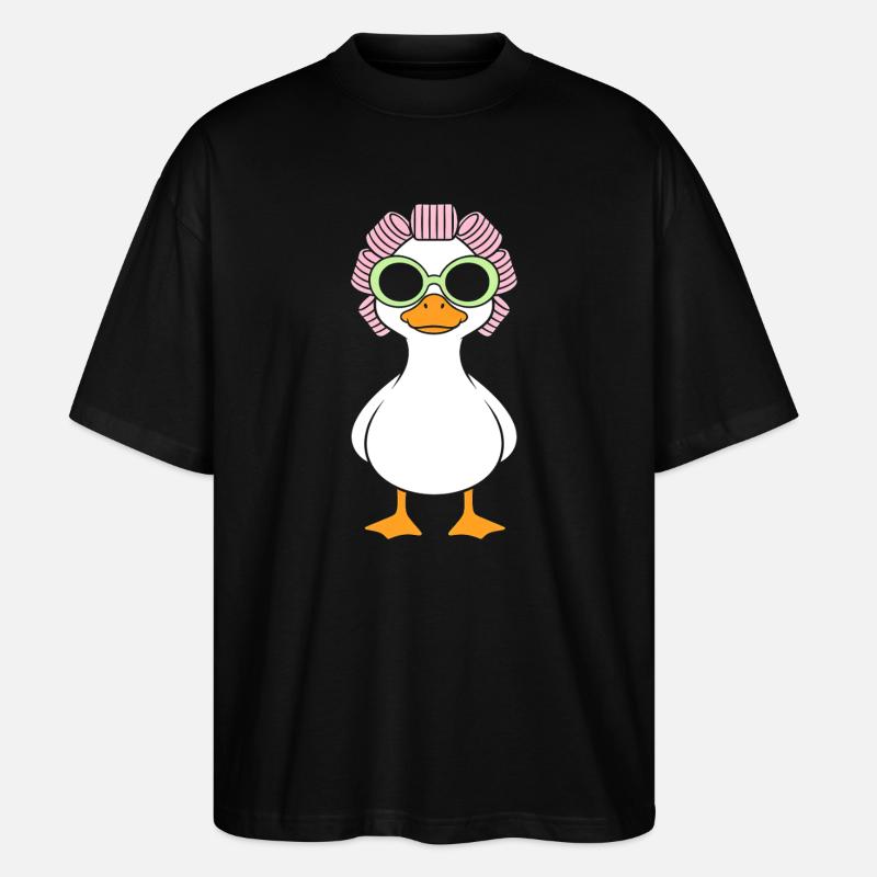Glamourente mit Lockenbrille - Stanley/Stella Oversized Unisex Bio T-Shirt Blaster 2.0 - Schwarz