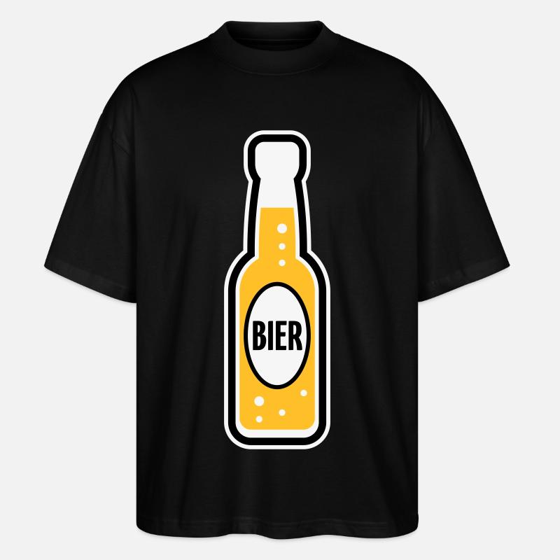 Bierflasche (Bier / Bierchen / POS 3C) - Stanley/Stella Oversized Unisex Bio T-Shirt Blaster 2.0 - Schwarz