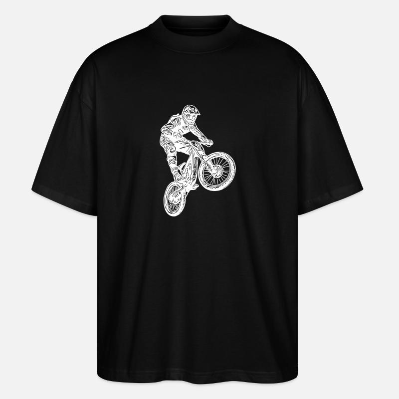 Cooler Radfahrer Springender Mountainbiker - Stanley/Stella Oversized Unisex Bio T-Shirt Blaster 2.0 - Schwarz