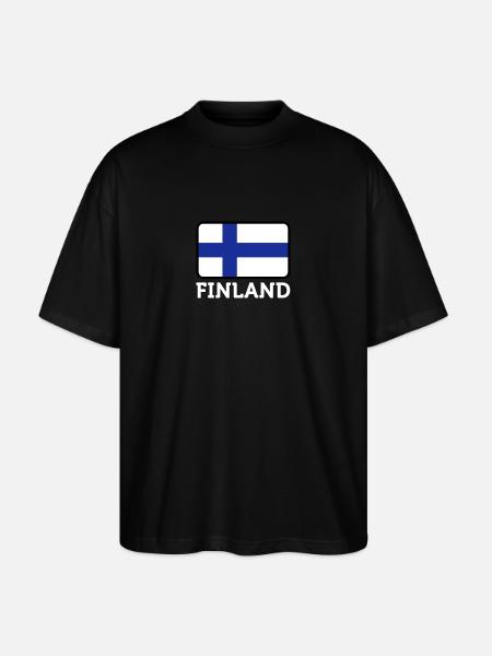 National Flag Of Finland - Stanley/Stella Oversized Unisex Organic T-shirt Blaster 2.0 - black