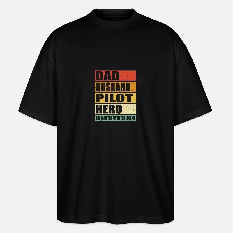 Vater Ehemann Pilot Held - Stanley/Stella Oversized Unisex Bio T-Shirt Blaster 2.0 - Schwarz